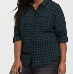Torrid Green/Blk Button down, Size 3